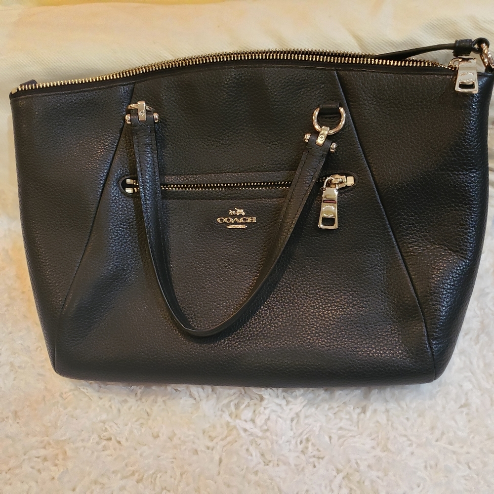 Coach black top handle bag